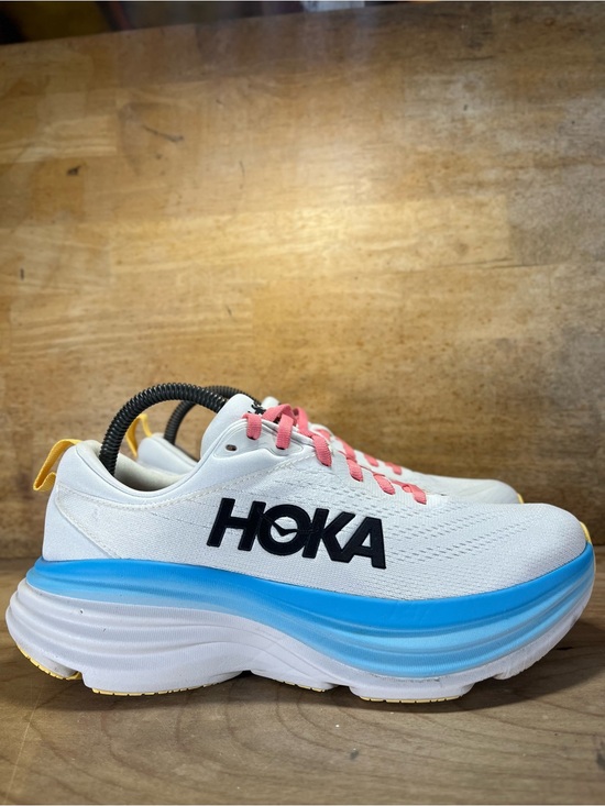 Hoka One One Shoes - Hoka One One Bondi 8 REFLECTIVE Womens Sz 8.5 Running Shoes Sneakers White Blue